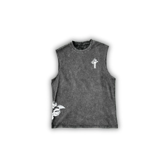 Acid Wash Cupid Graphic Tank Top